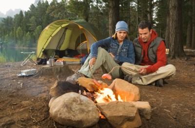 a family tent camping