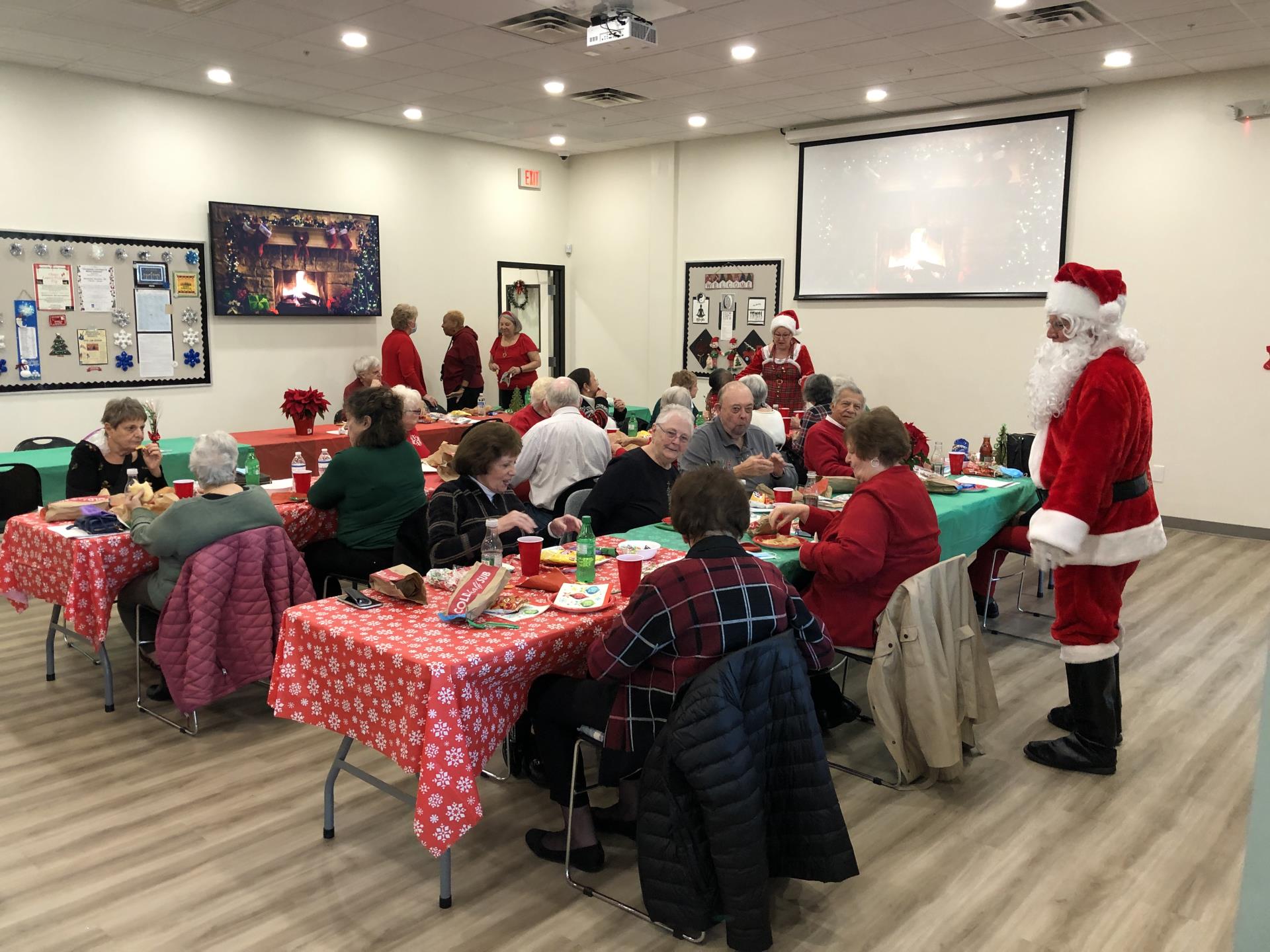 senior luncheon with Santa and Mrs Claus