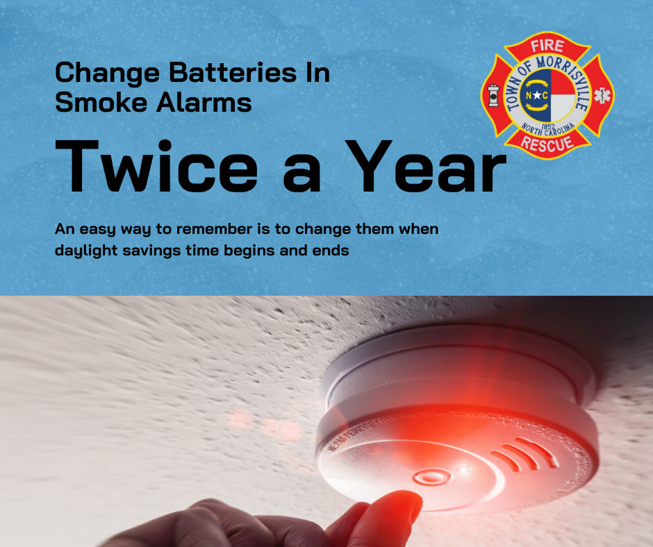 graphic encouraging changing batteries in smoke alarms twice a year