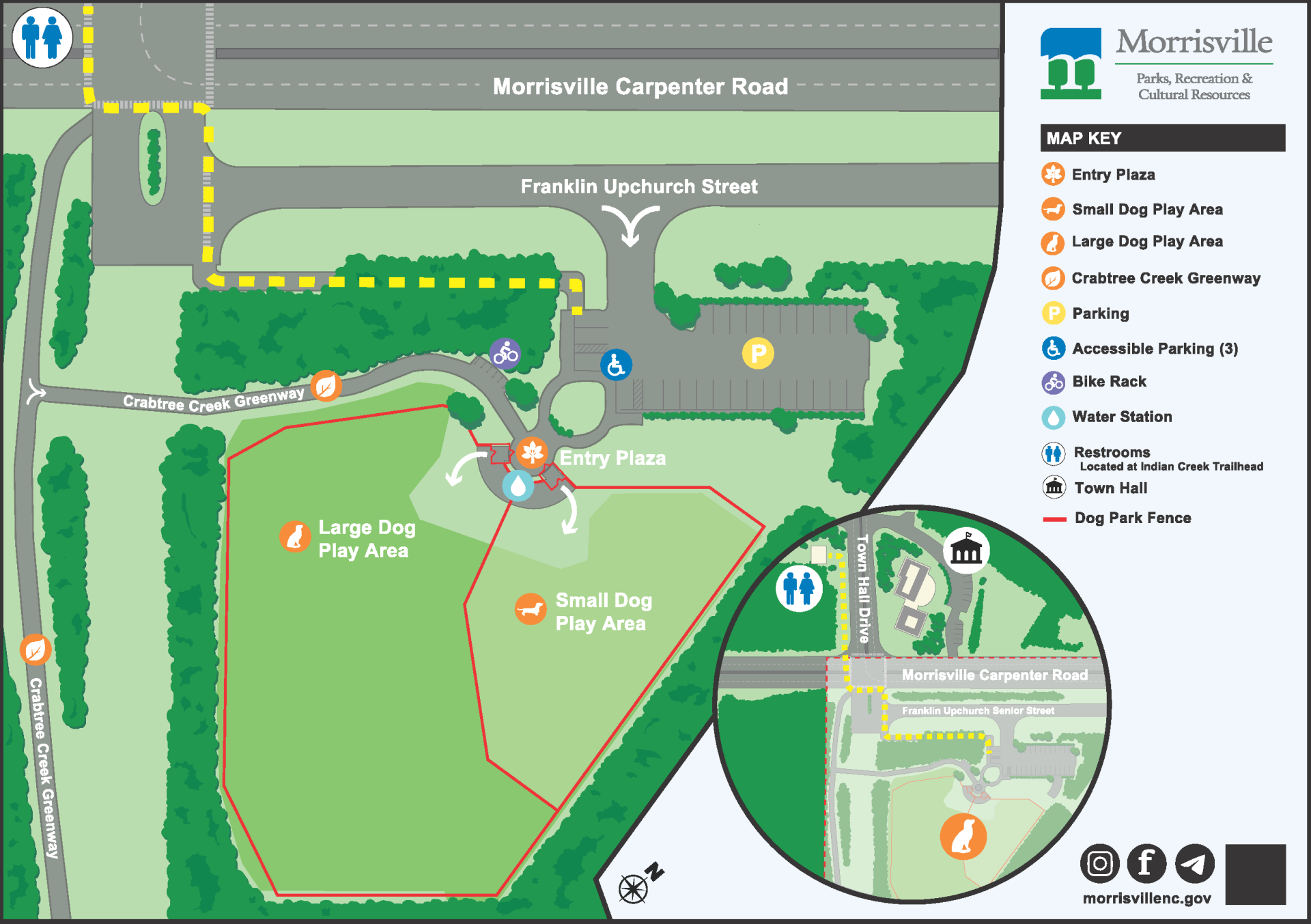 image of Morrisville dog park map
